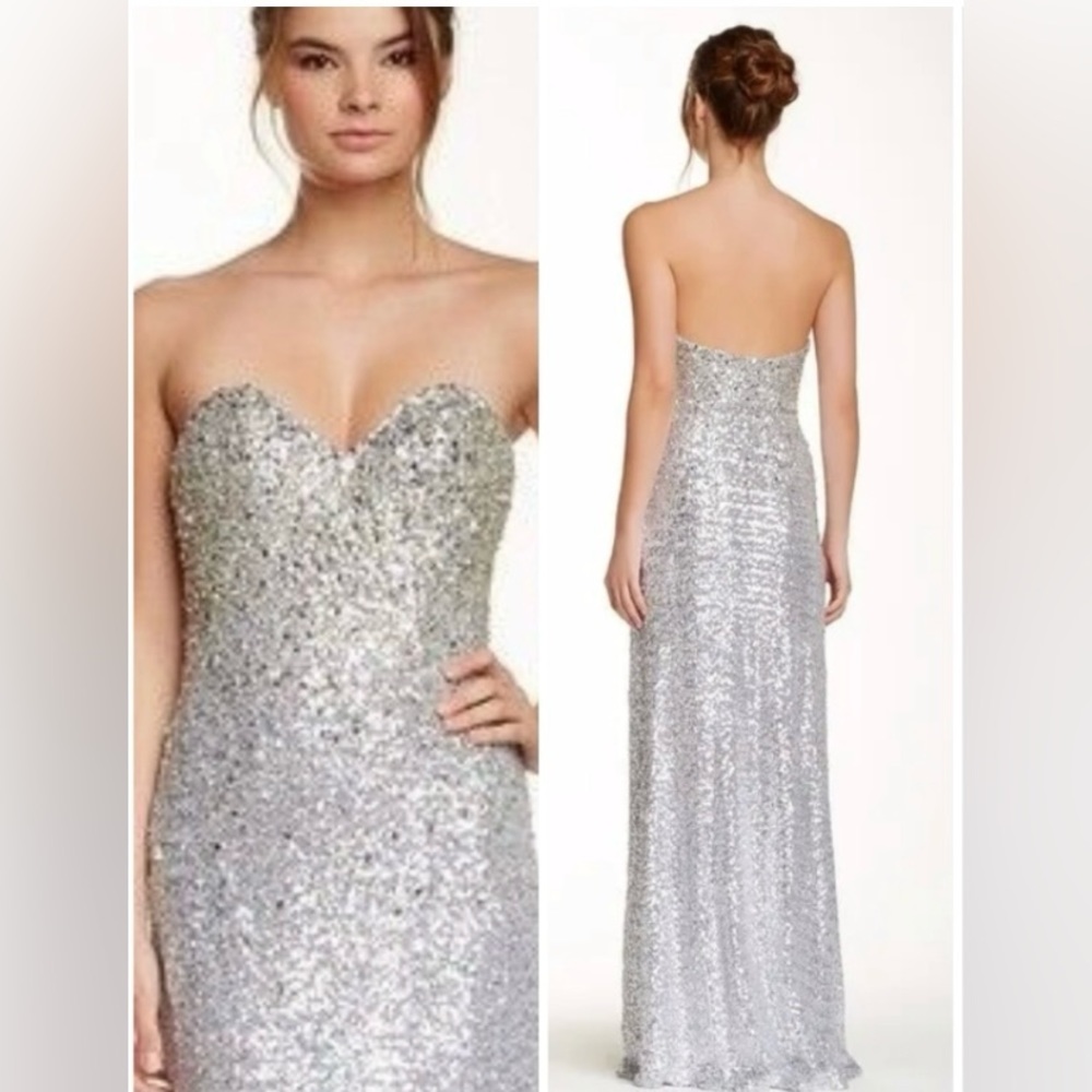 La Femme Sequin Beaded Rhinestone Gown
